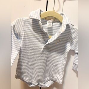 The Beaufort Bonnet Company Light Blue and White Striped Polo Bubble